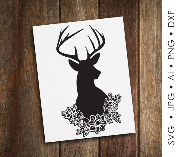 Download Floral Svg Deer Antler Silhouette Svg Clipart Floral Design Flower W Lasting Expressions