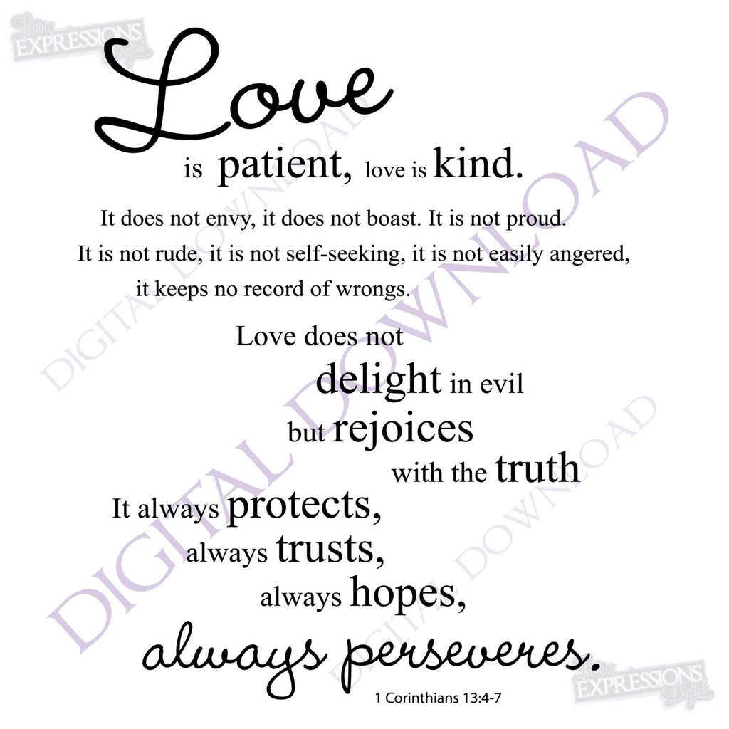 Download Love is patient Corinthians 13:4-7 Digital Design Download ...