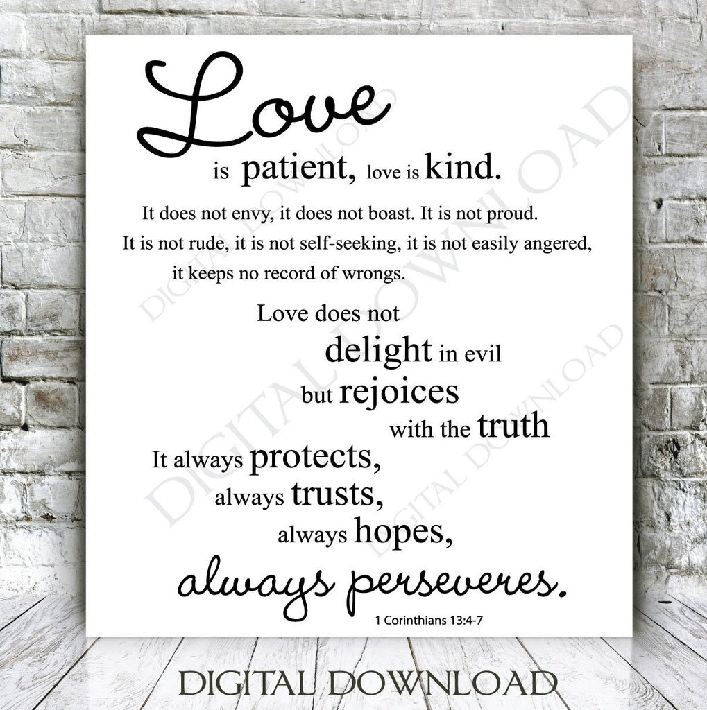 Download Love Is Patient Corinthians 13 4 7 Digital Design Download Ready To Lasting Expressions