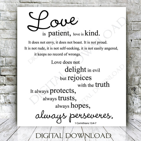 Download Love Is Patient Corinthians 13 4 7 Digital Design Download Ready To Lasting Expressions