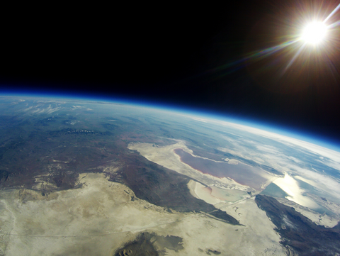 a photo taken from a real high altitude balloon space flight