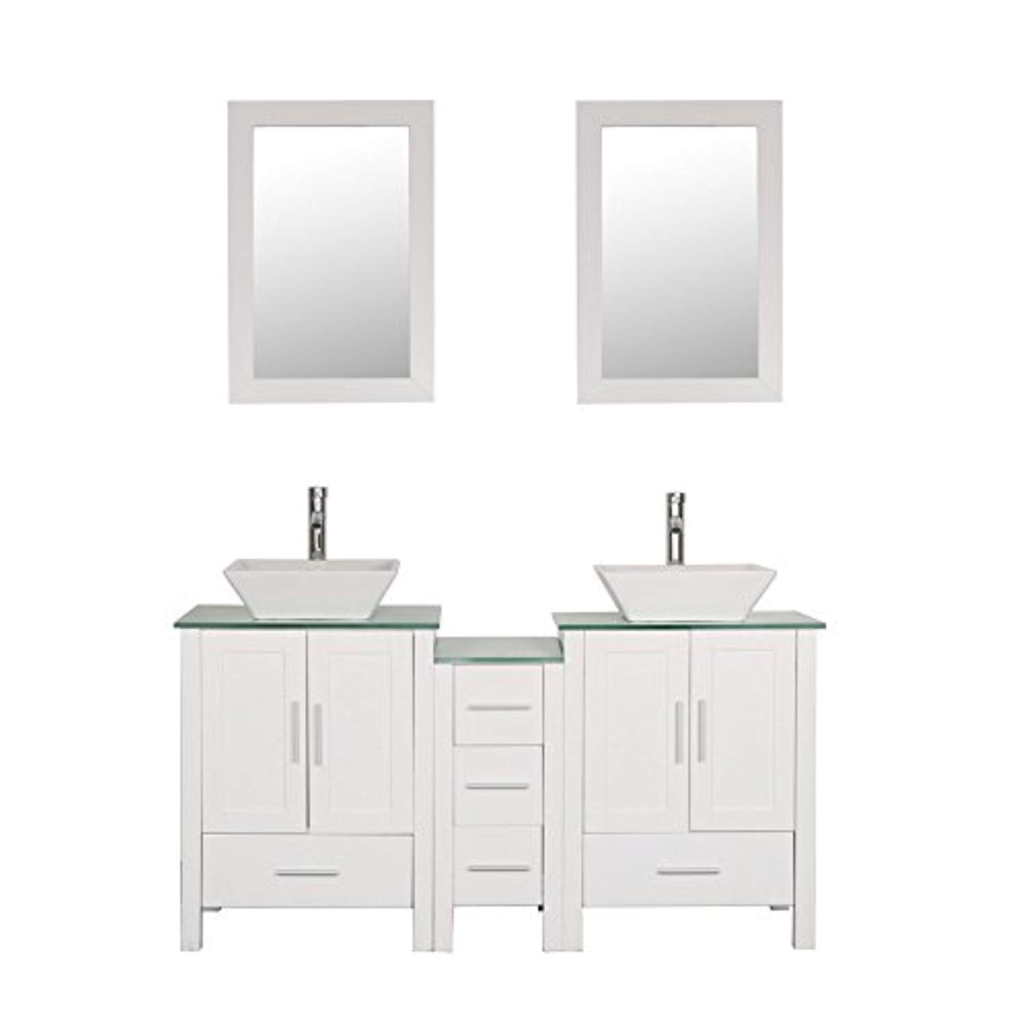 Amazon Com Bathjoy 60 Bathroom Double Wood Vanities Cabinet With