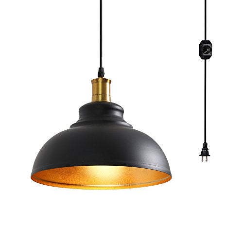 1-Light Plug in Pendant Light with Dimmer Switch in Line