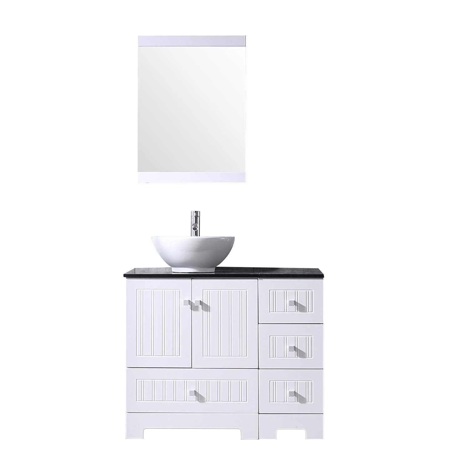 36 White Bathroom Vanity Cabinet Single Square Ceramic Vessel
