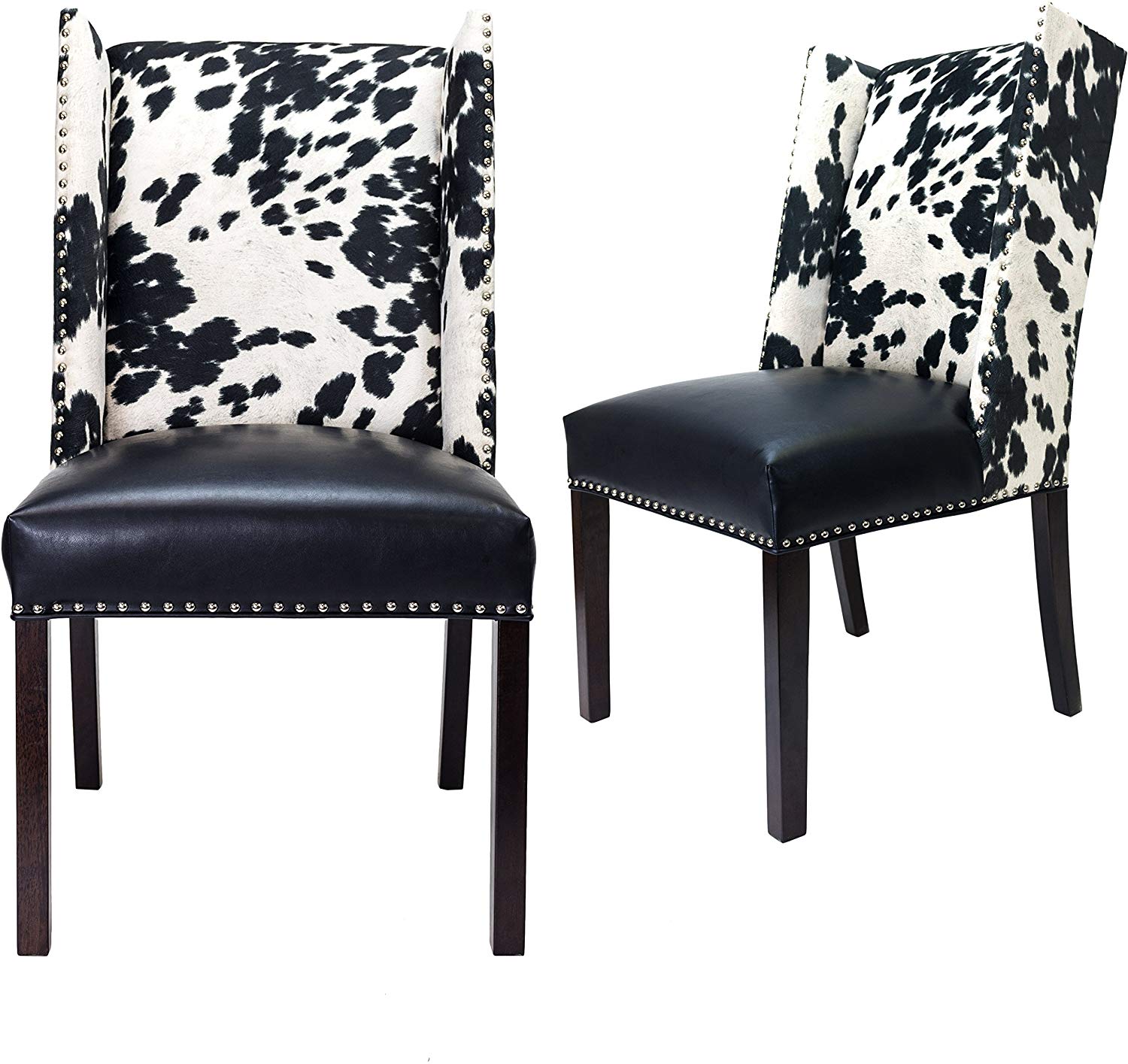Chic Designs Rexford Faux Cowhide Leather And Fabric Upholstered