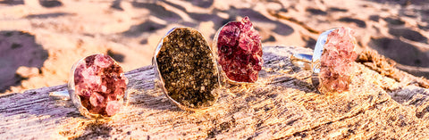 Amethyst Geode Druzy Sterling Silver Rings