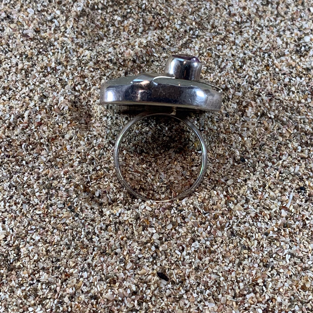 Sea Glass Ring White w/ Amethyst-Jenstones Jewelry