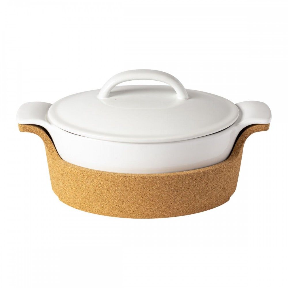 Oval Covered Casserole w Cork Tray