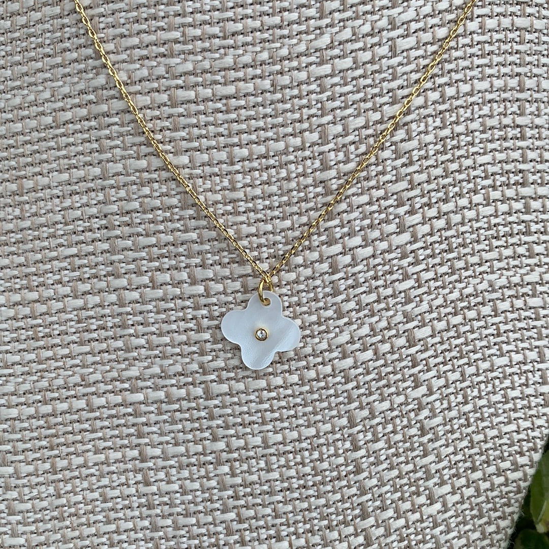 clover mother of pearl and cz