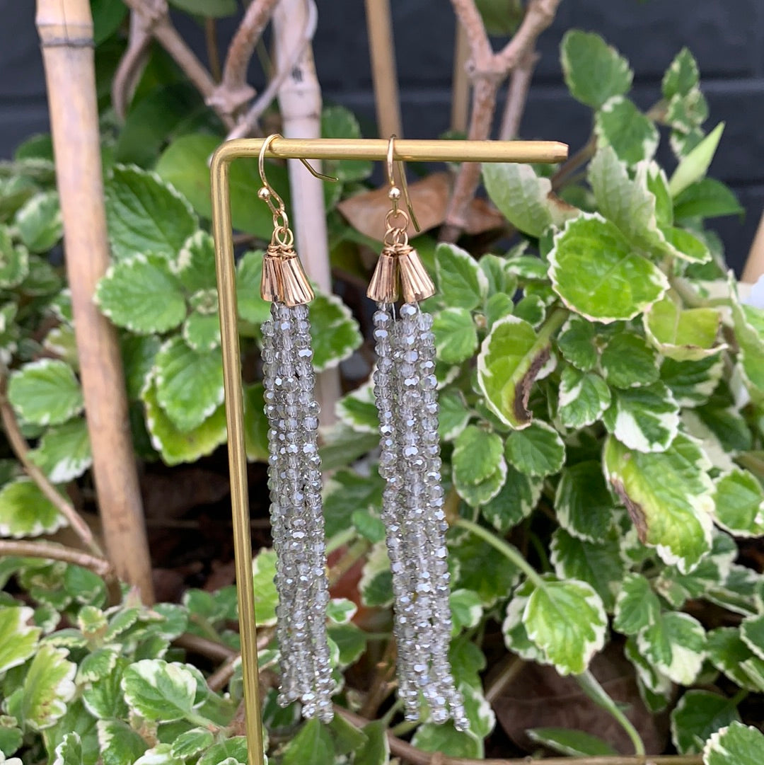 long beaded crystal earring