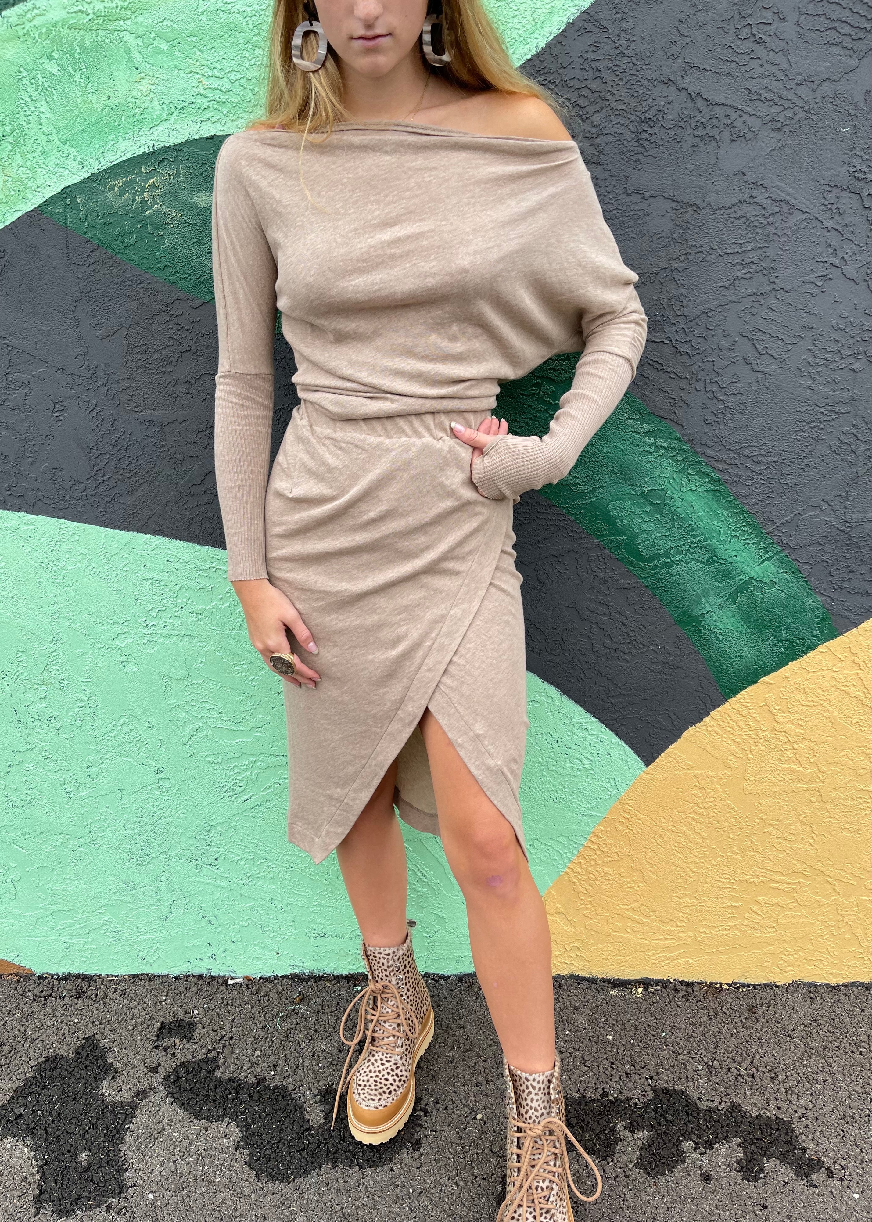 Cashmere Midi Skirt, Khaki (XS)