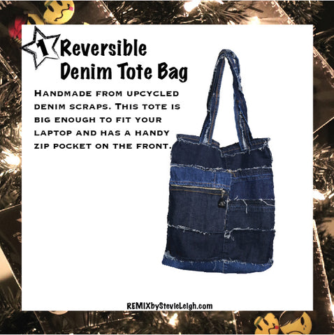 remix by stevie leigh reversible denim tote bag