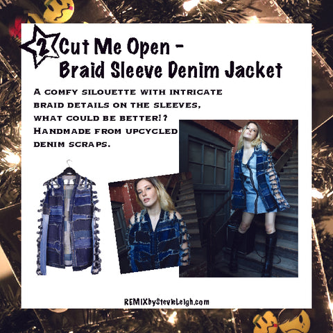 cut me open braid denim jacket