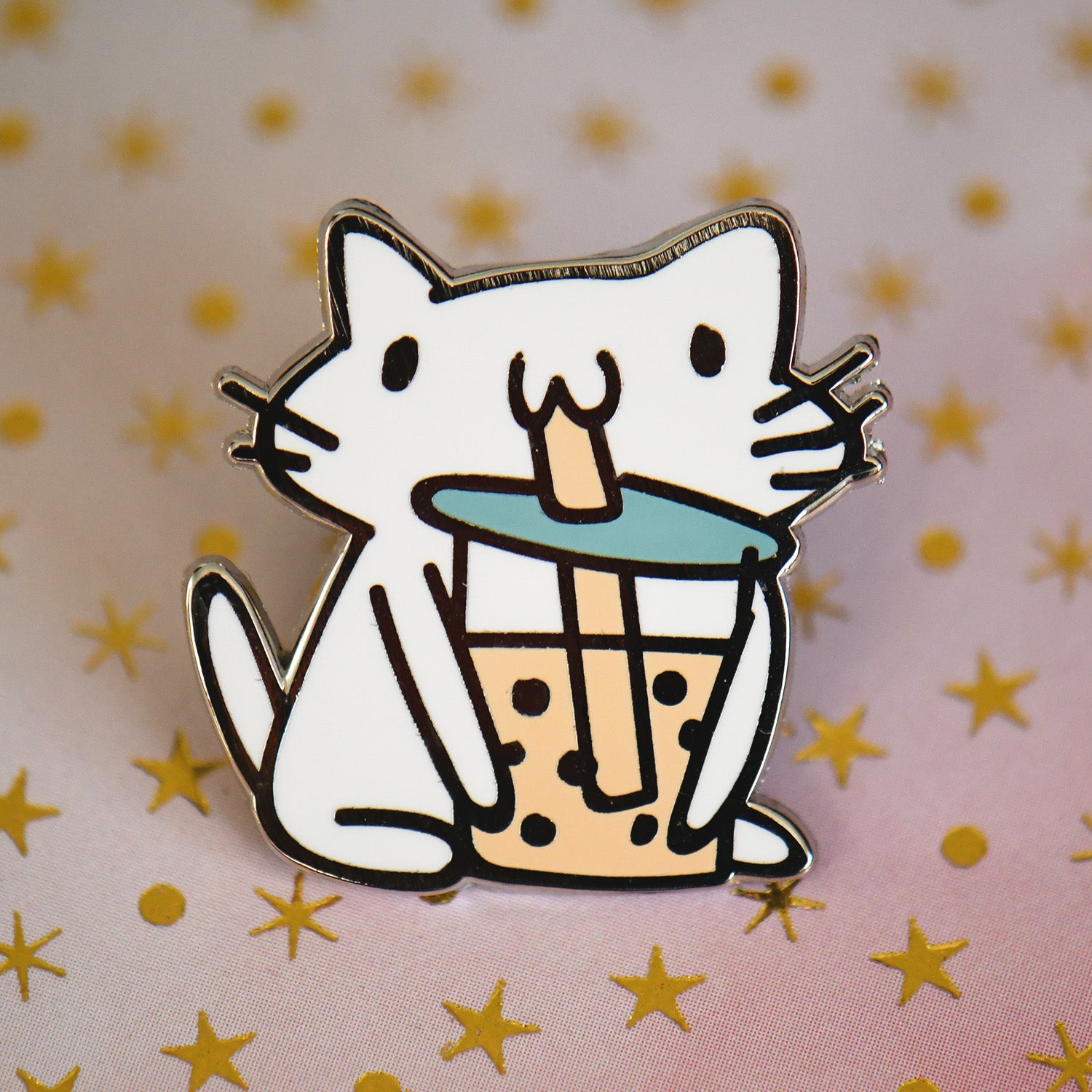 Boba Squiggle Cat Pin – Shattered-Earth