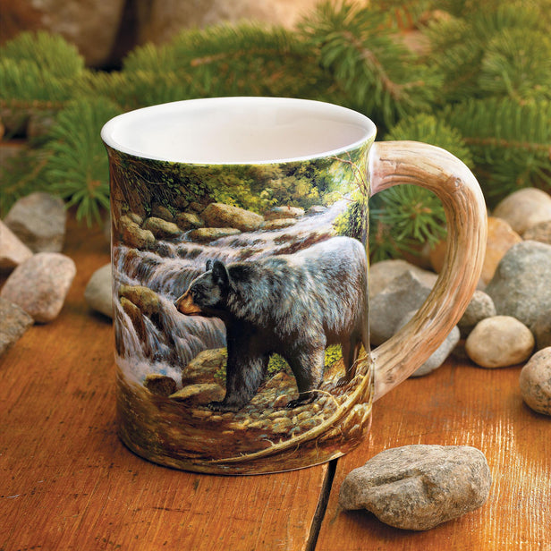 Black Bear and Trout Ceramic Utensil Holder