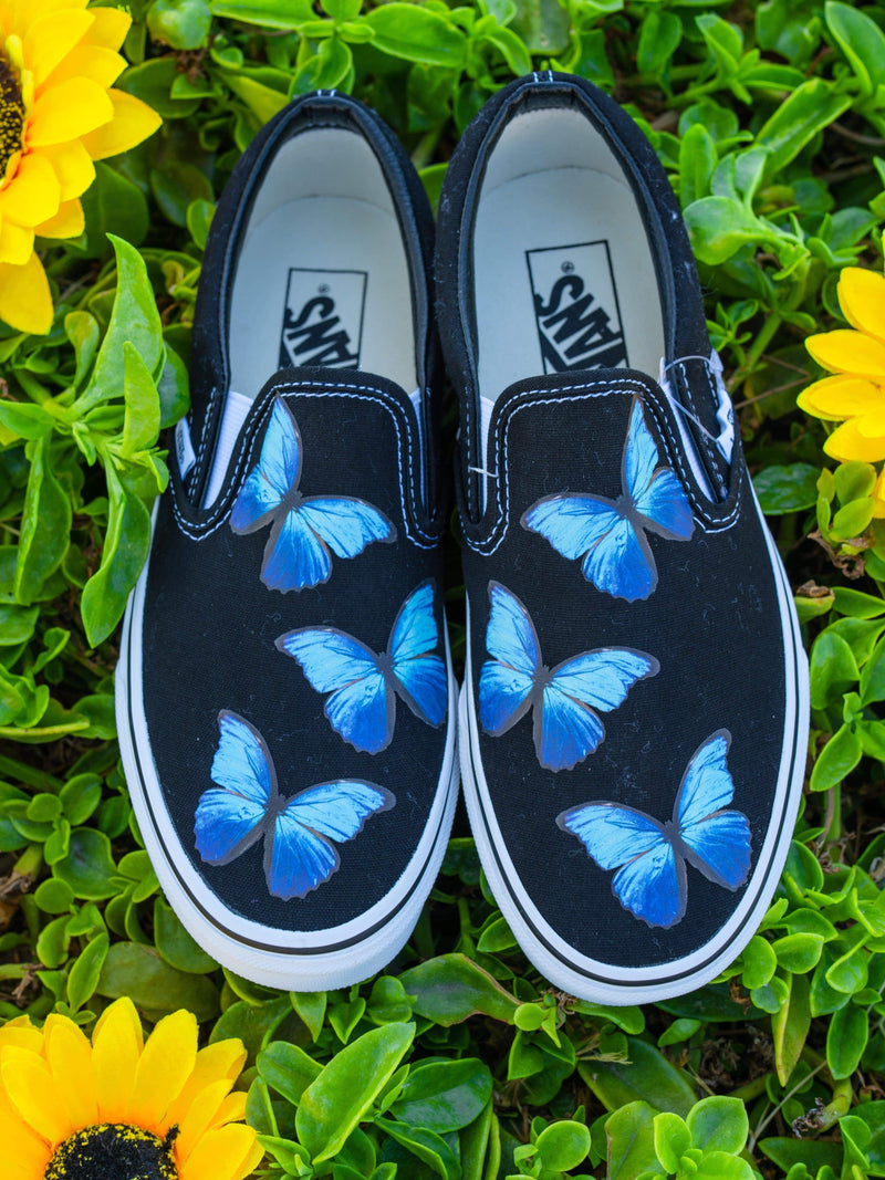 blue butterfly shoes