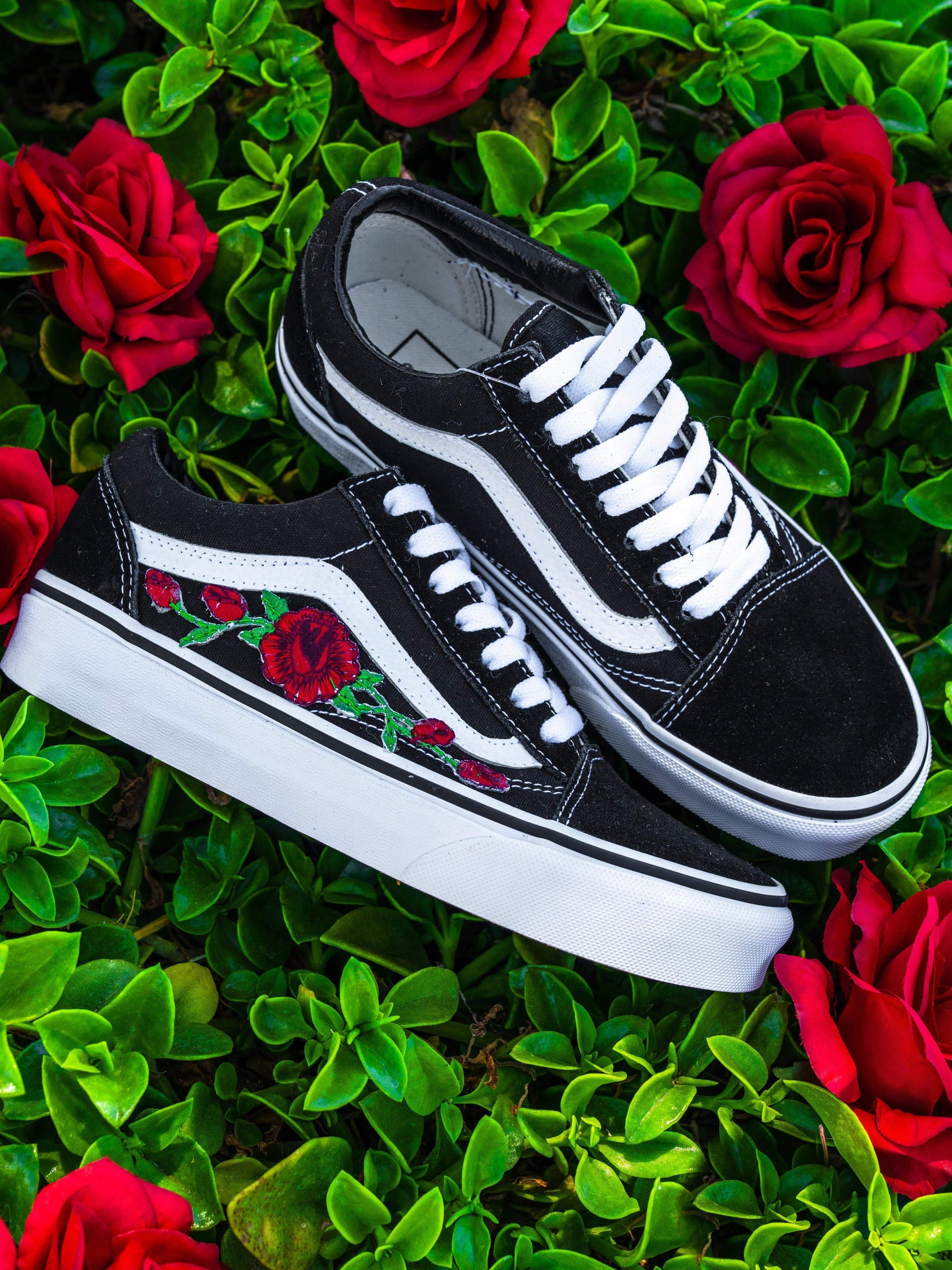 womens vans with roses