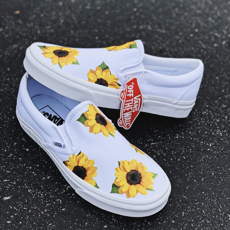 Sunflower White Slip On | Dripcreationz