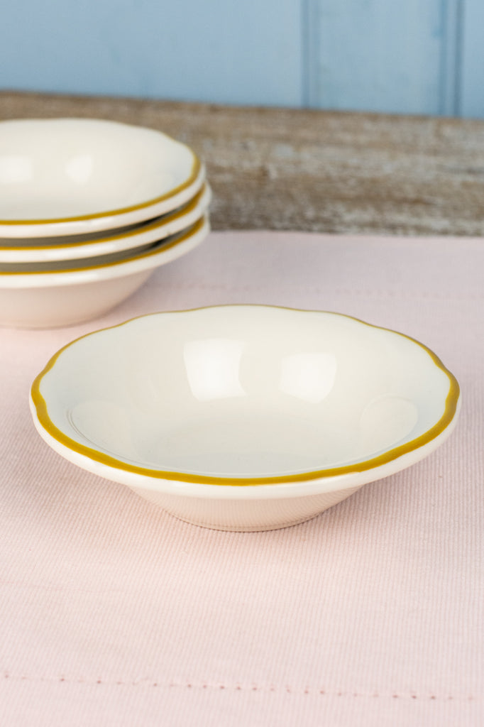 yellow ceramic fruit bowl