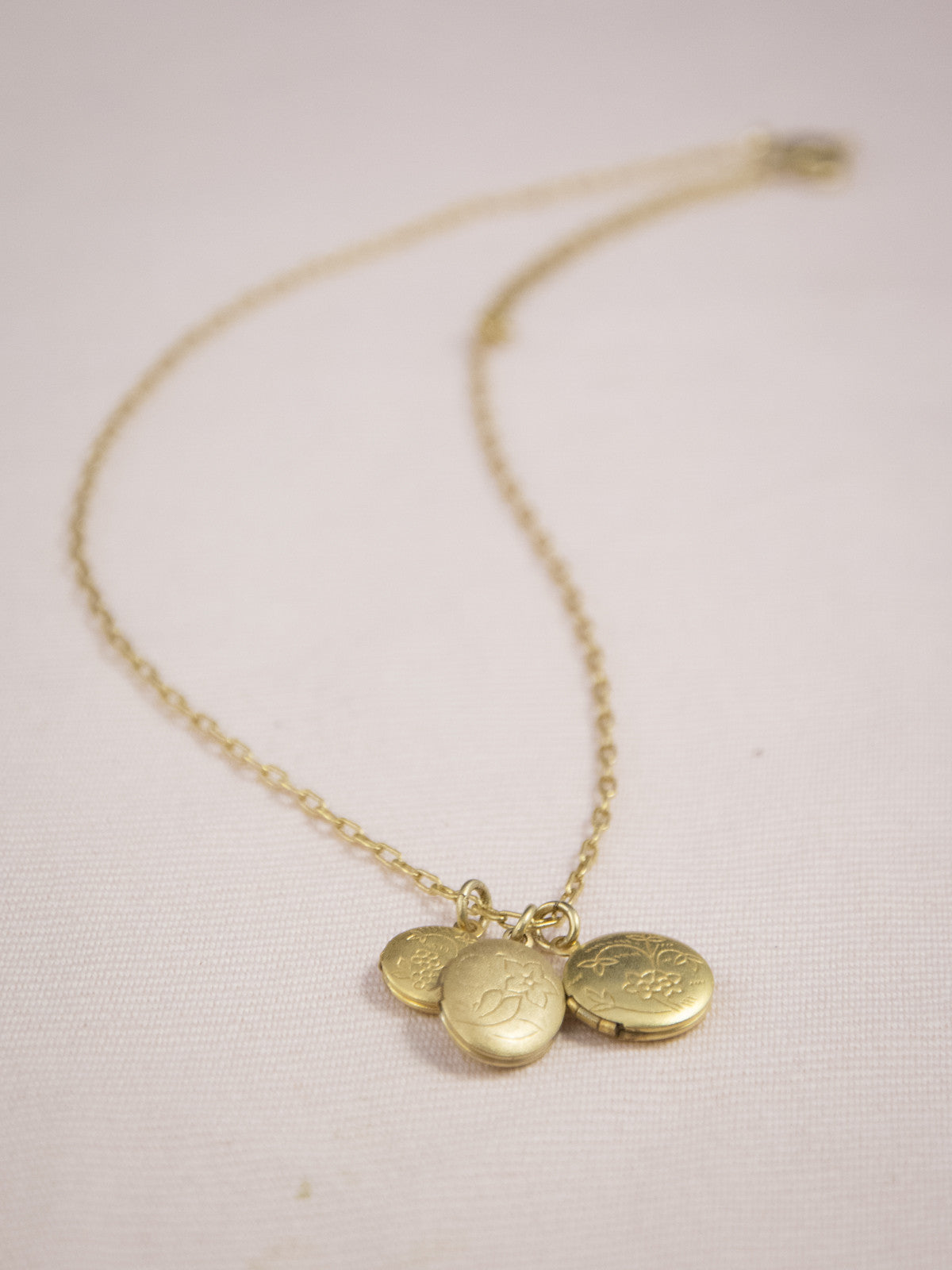 Gold Triple Locket Necklace