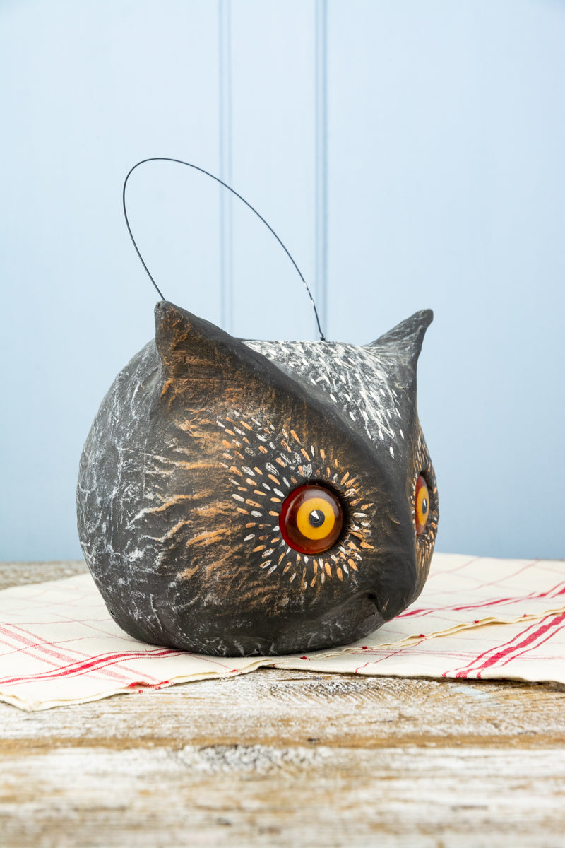 Paper-M ch  Spooky Owl Halloween Basket