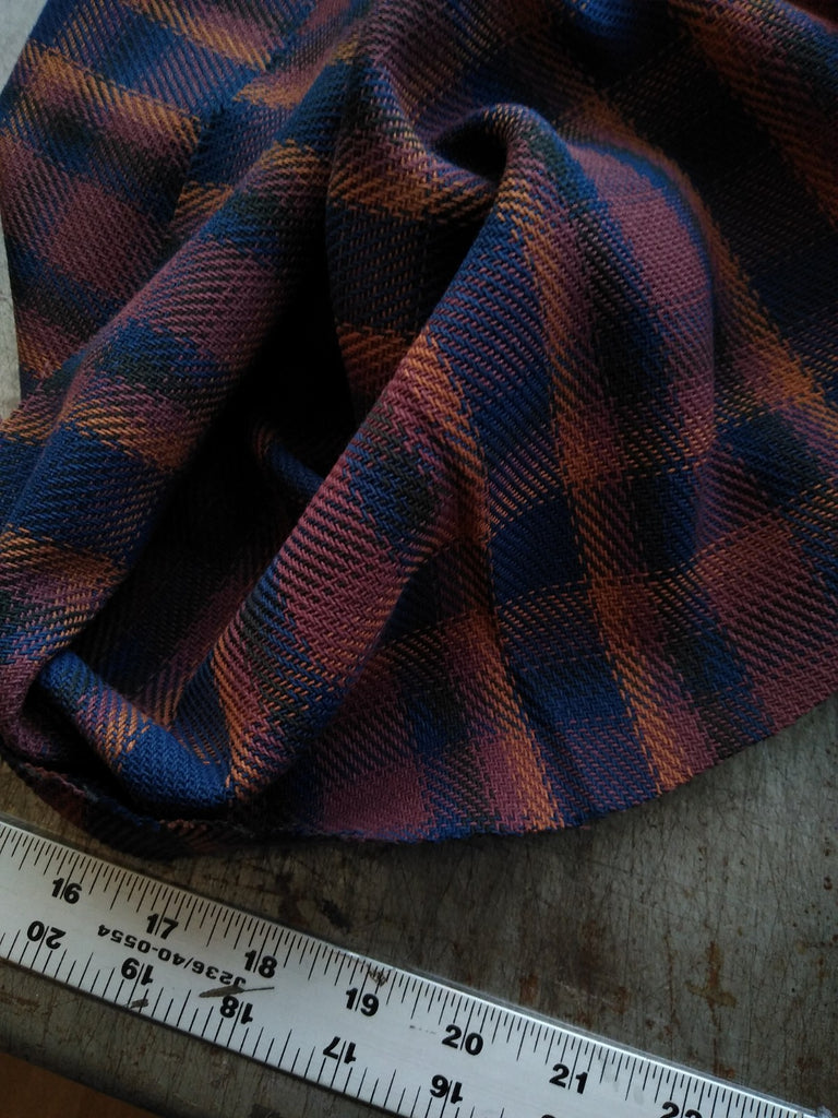 Yarn Dyed Twill Weave / Blue Plaid / Garment Fabric | Oak Fabrics