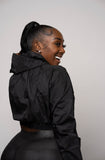 CROP HOODIE WINDBREAKER - BLACK