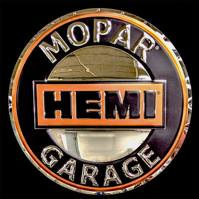 embossed mirror polished stainless steel sign garage décor Mopar garage hemi