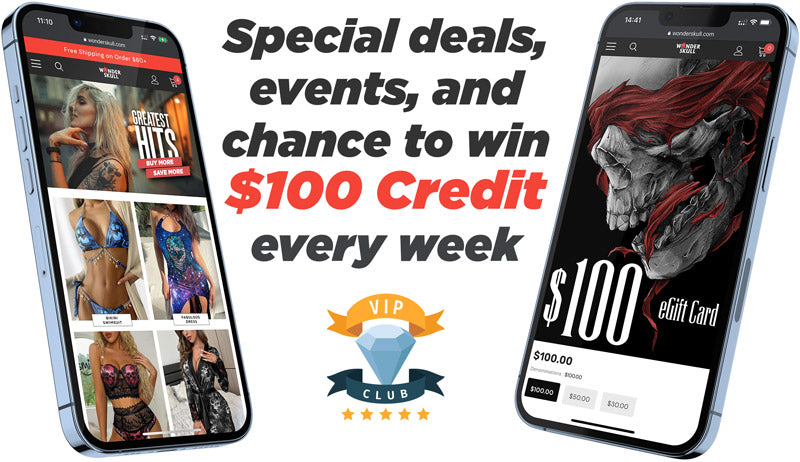 Vip Text Club Wonder Skull Discount Code and Chance to win $100 Credit