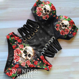 skull one piece bathing suit