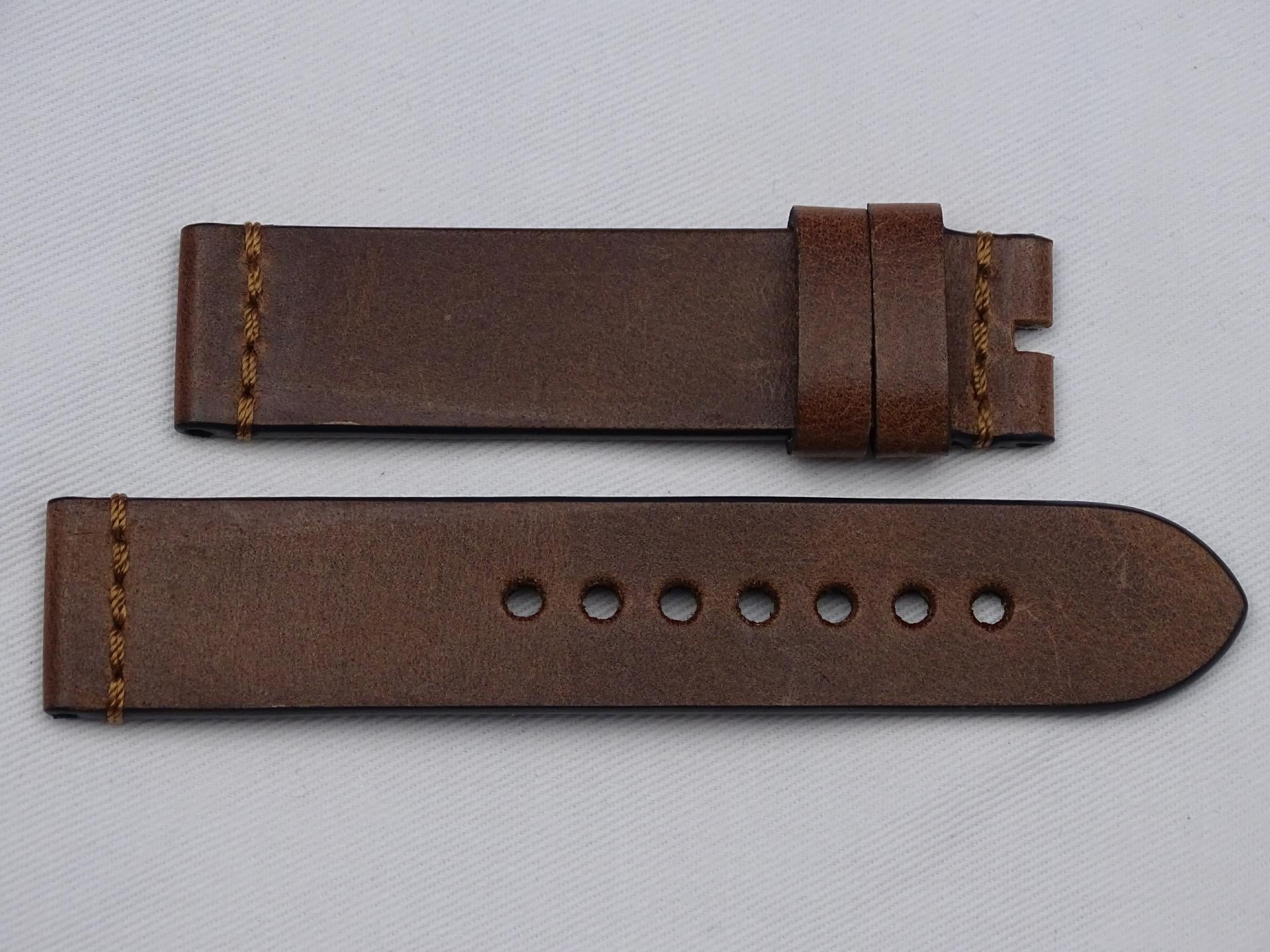 Leather Strap brown with bonce stitching