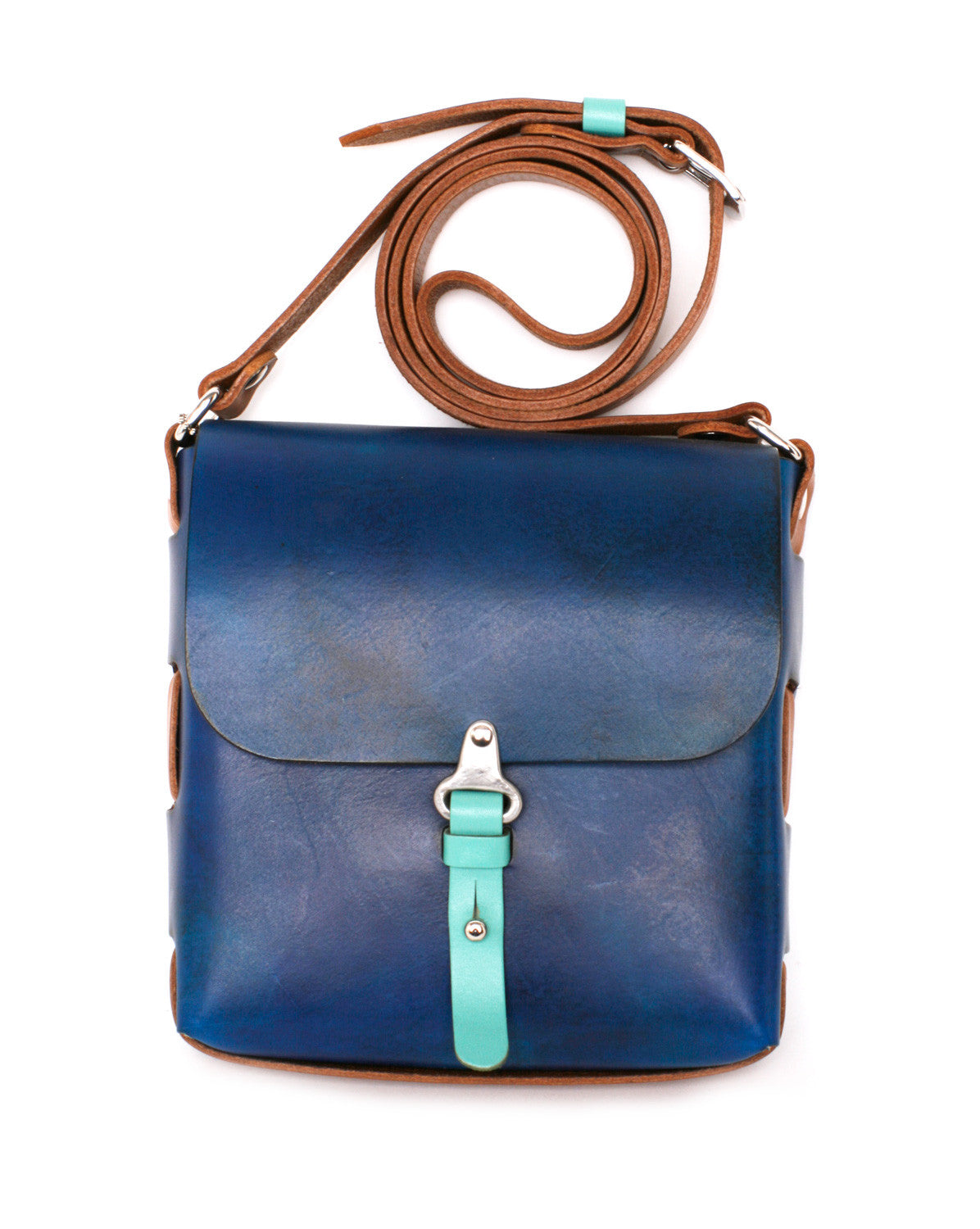 leather bag blue