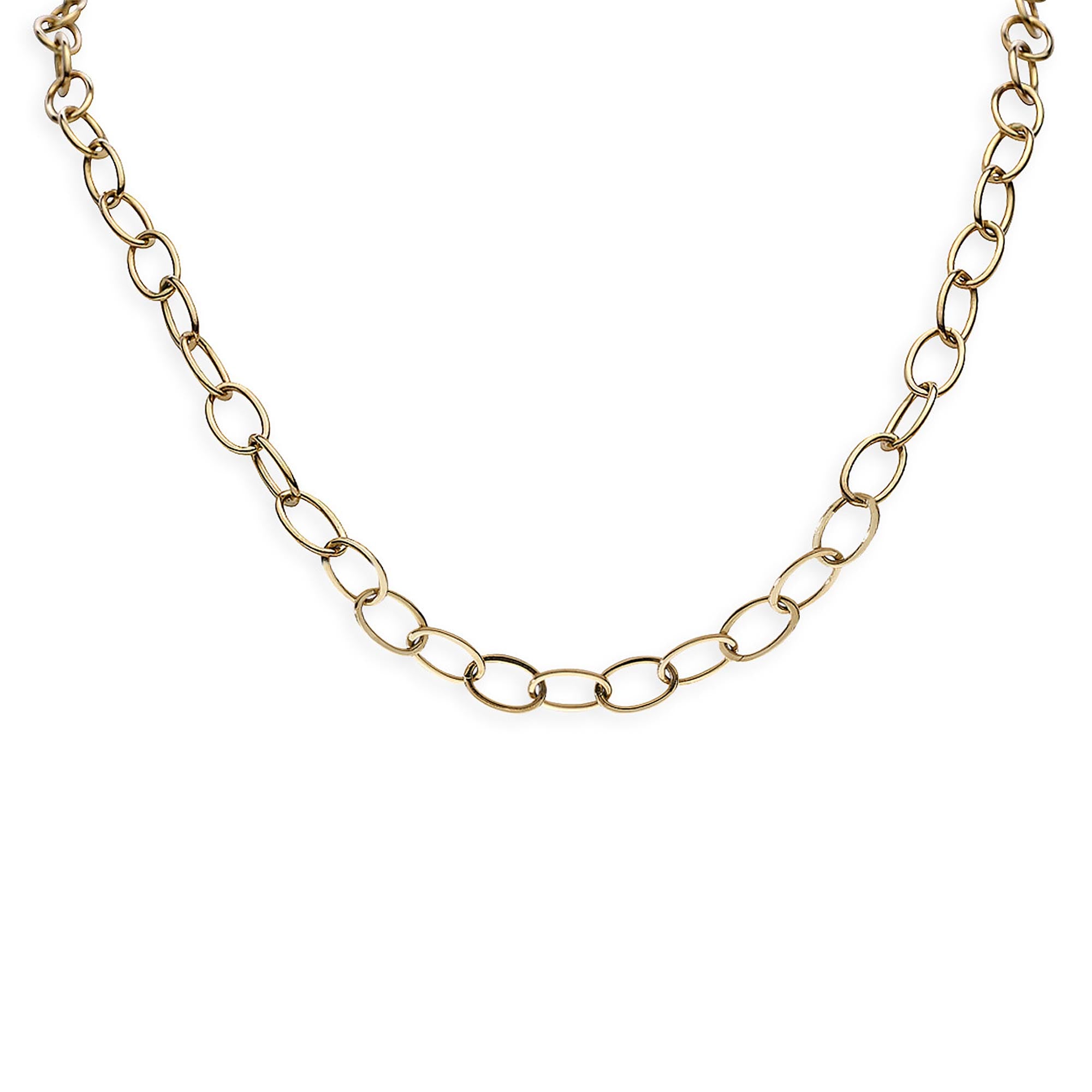 14k gold open link chain necklace