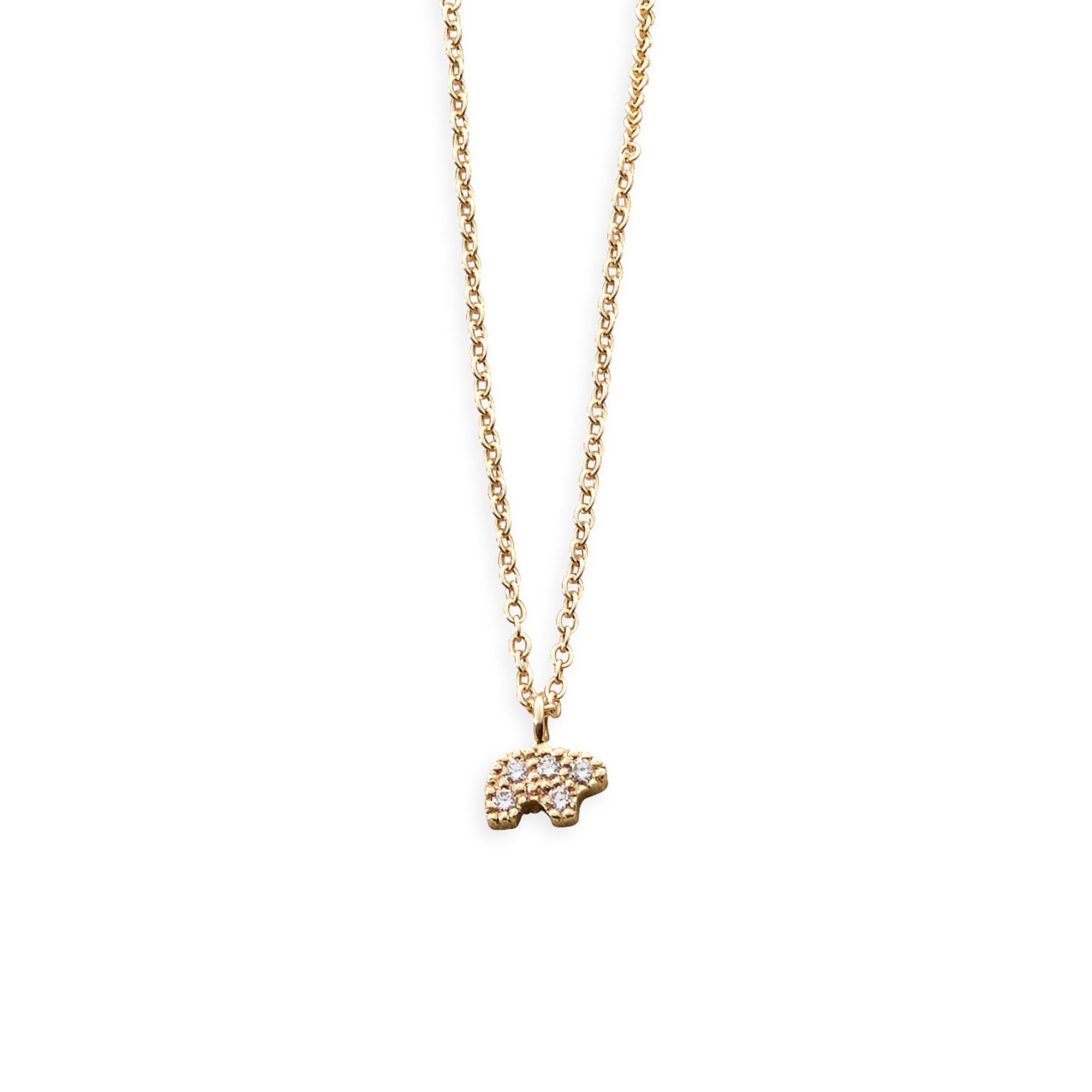 14k Yellow Gold Pave Tiny Bear Necklace – The Golden Bear