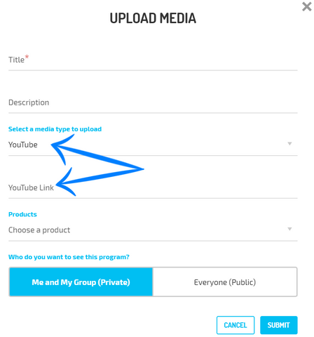 Upload media - YouTube or File