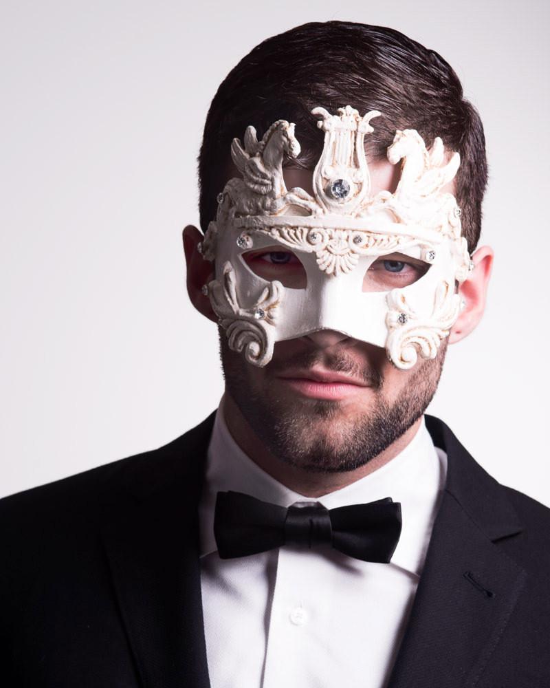 Colombina Barocco Cavalli White Masquerade Mask | VIVO Masks