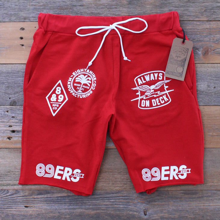 Kustom Life French Terry Shorts Red | 8&9 Clothing Co.