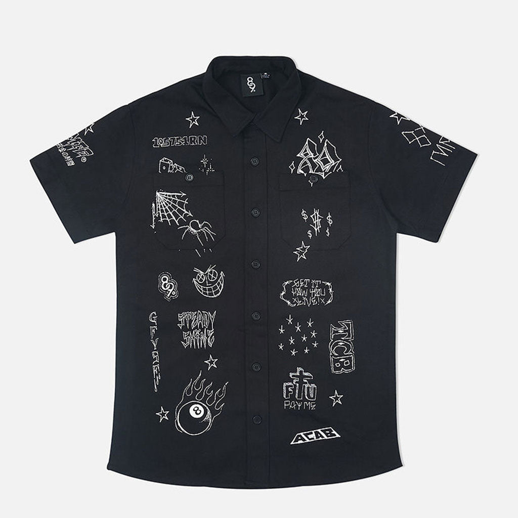 Patched Out Mechanic Shirt Black – 8&9 Clothing Co.