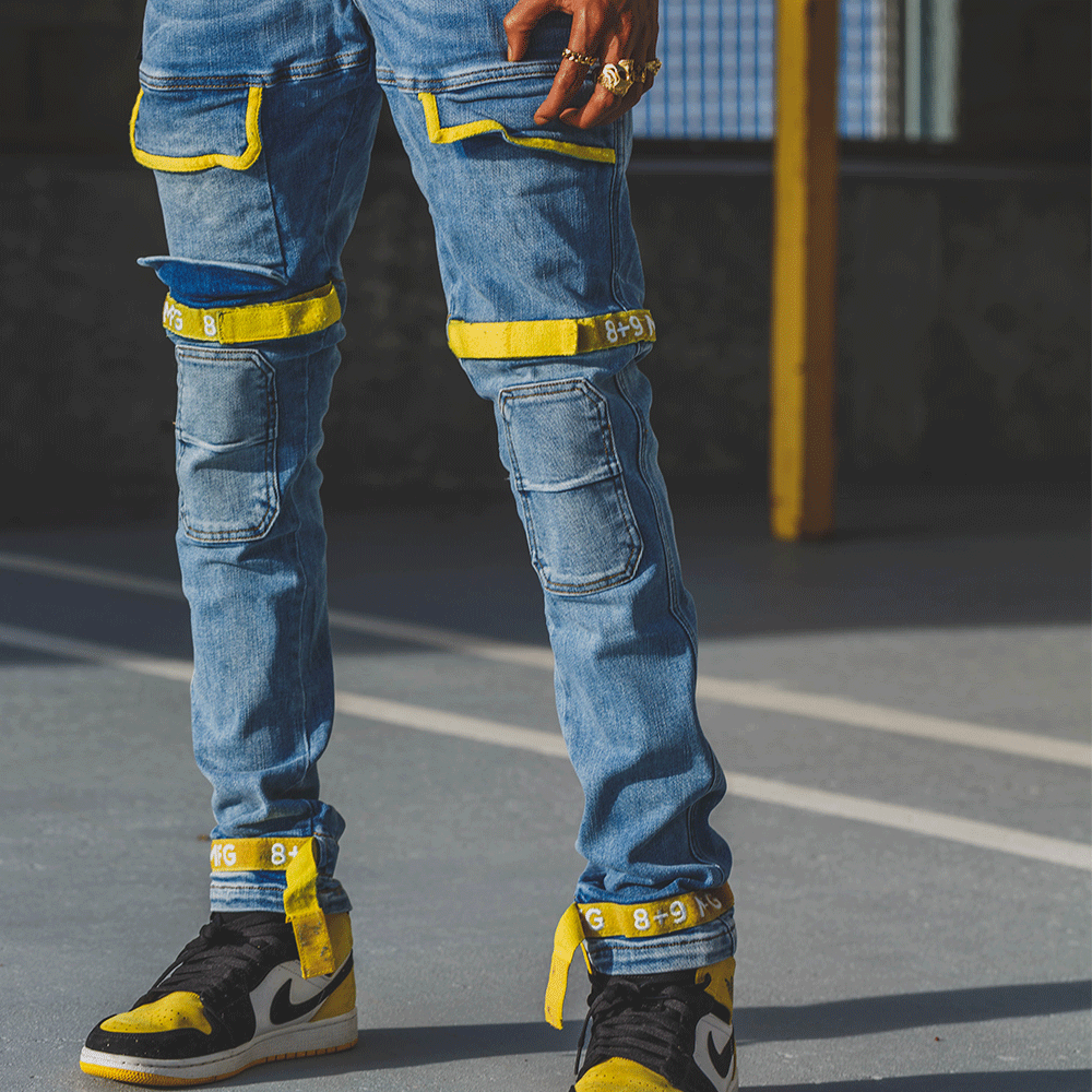 Auto Beangstigend drijvend Strapped Up Slim Utility Medium Washed Jeans Yellow – 8&9 Clothing Co.