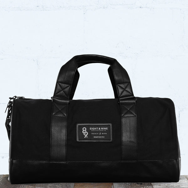 black canvas duffle bag