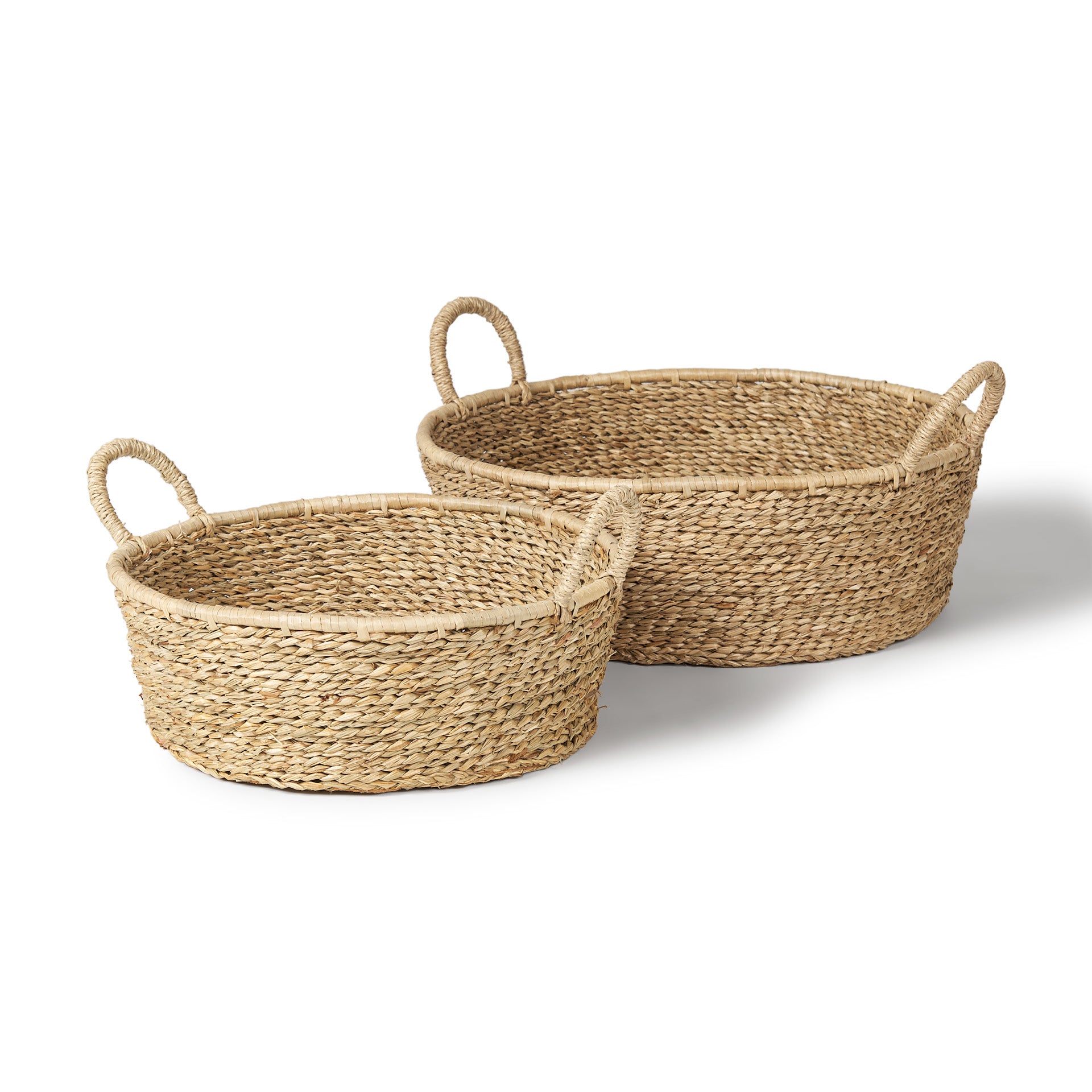 Ayanna Deep Nesting Seagrass Basket with Handles - Set of 2