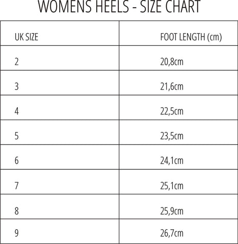 Ladies Slipper Size Chart
