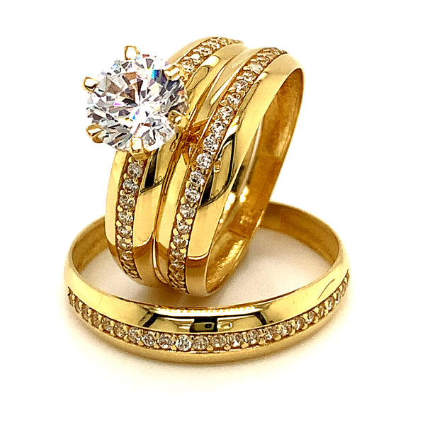 Trío anillos – Etiquetas "Oro 18KT" –