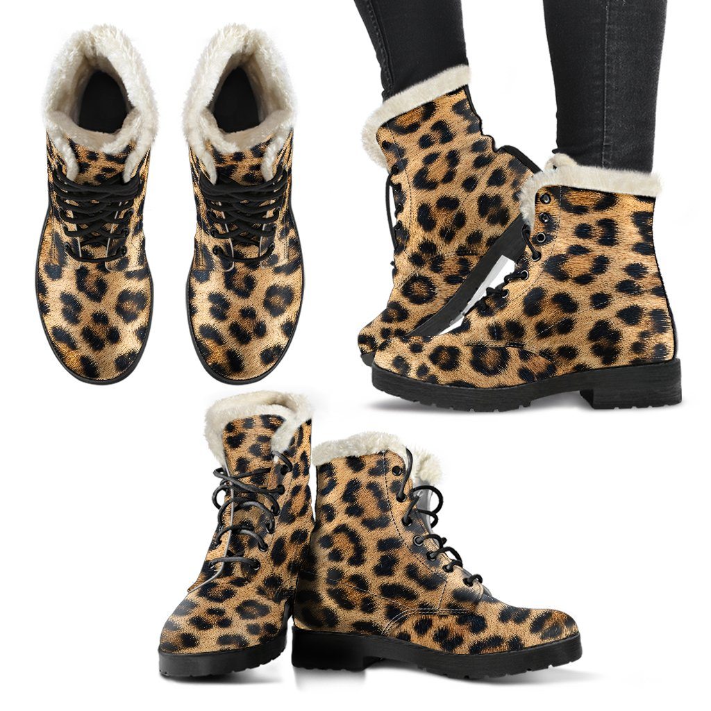 leopard fur boots