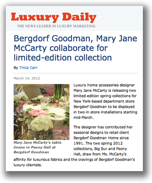 Luxury Daily - Collaboration between Bergdorf Goodman and Mary Jane McCarty