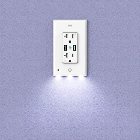 bluetech nightlight with outlet and 2.1 amp usb port