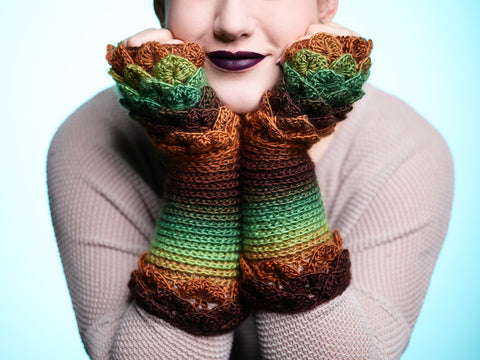 Granny Square Stripes Fingerless Gloves