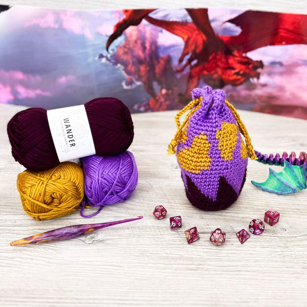 Baby Dragon Egg Dice Pouch Free Crochet Pattern