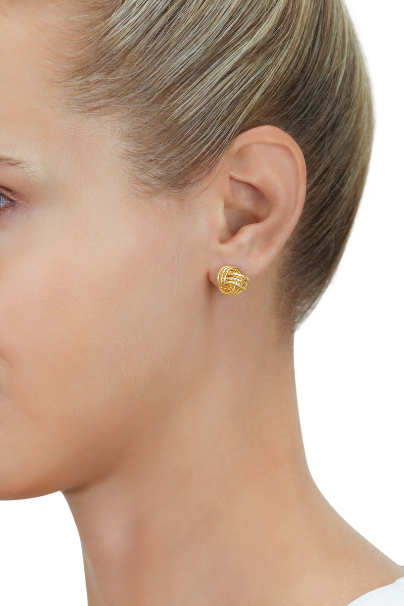14k Yellow Gold Large Love Knot Earrings 11mm Tilo Jewelry