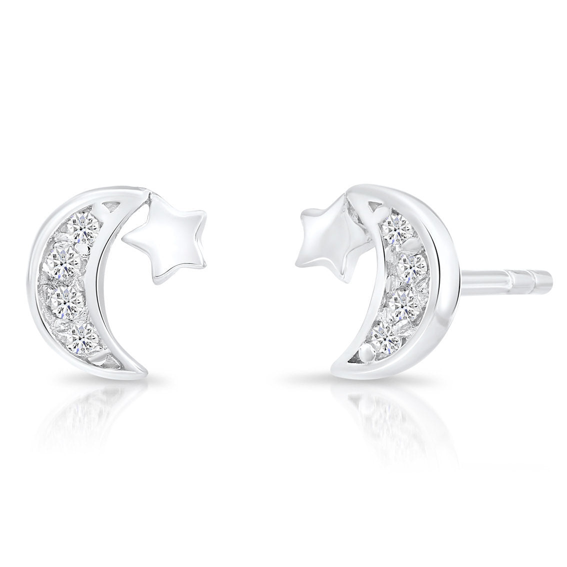 CZ Star and Moon Dangle Earrings in Sterling Silver – Tilo Jewelry®